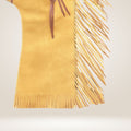 Yellow suede dress with fringe details on a light background