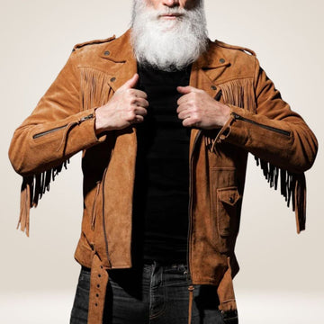 Men's Brown Suede Fringe Jacket