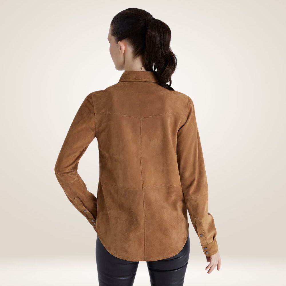 Women's Tan Suede Leather Shirt