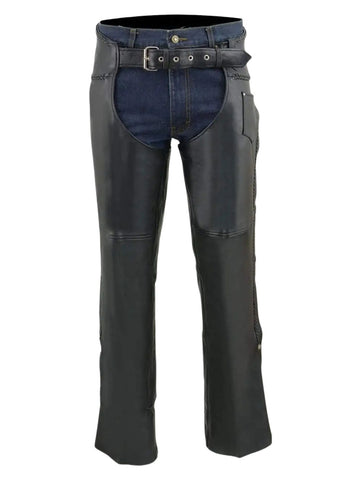 Black Riding Assless Chaps Front