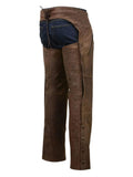 Brown Riding Assless Chaps with Buckle Strap Back