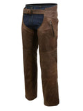 Brown Riding Assless Chaps with Buckle Strap Front