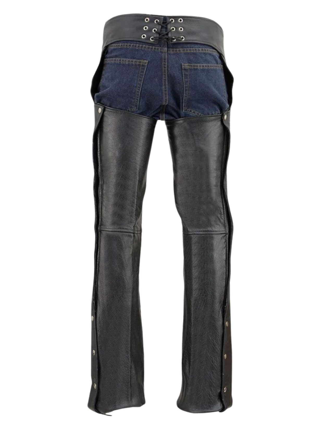 Classic Black Leather Assless Chaps Back