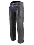 Classic Black Leather Assless Chaps Front