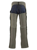Classic Grey Riding Assless Chaps with Buckle Strap Side