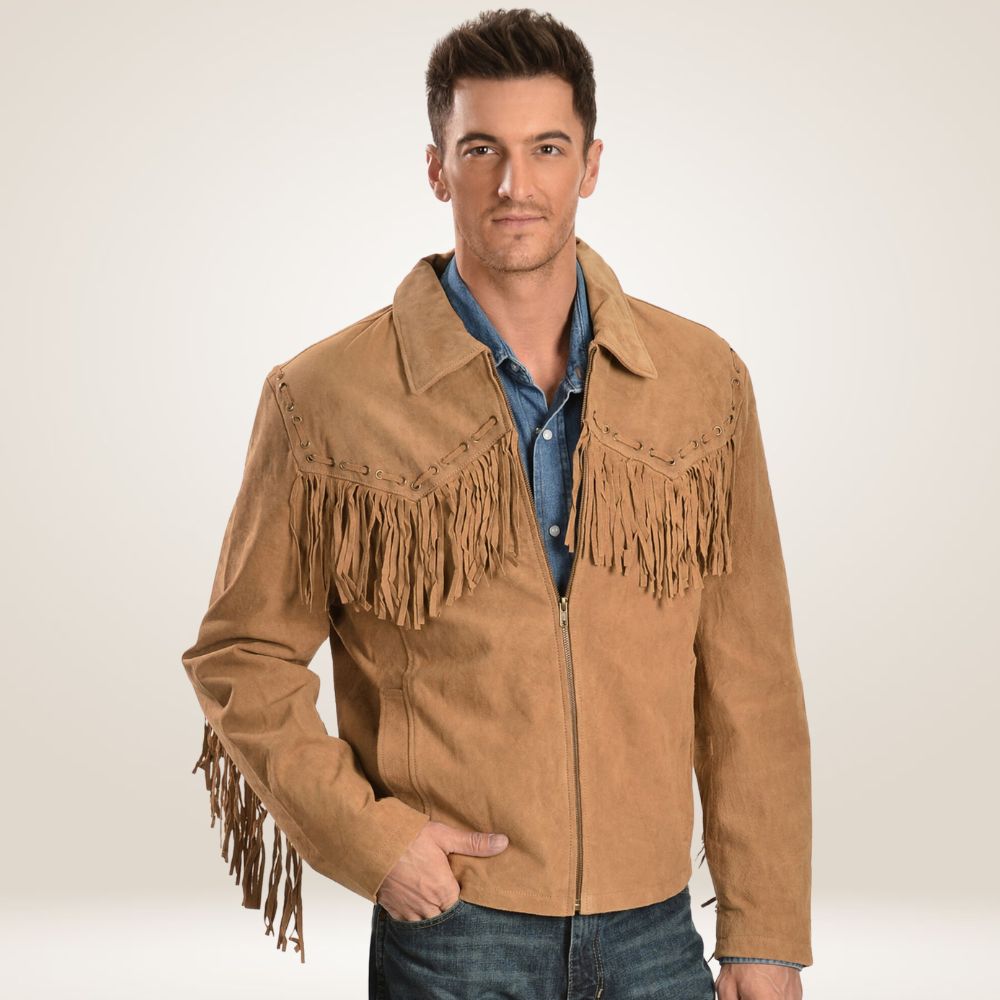 Men's Tan Suede Fringe Jacket