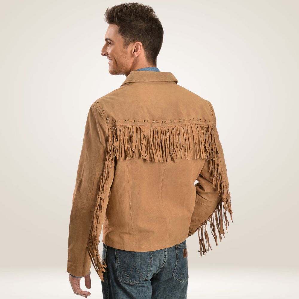 Men's Tan Suede Fringe Jacket