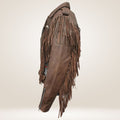 Men's American-Made Leather Fringe Jacket Side Pose