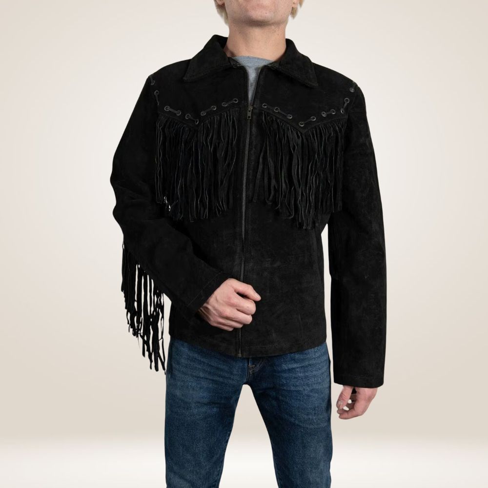 Men's Suede Leather Fringe Jacket