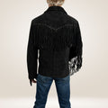 Men's Suede Leather Fringe Jacket Back