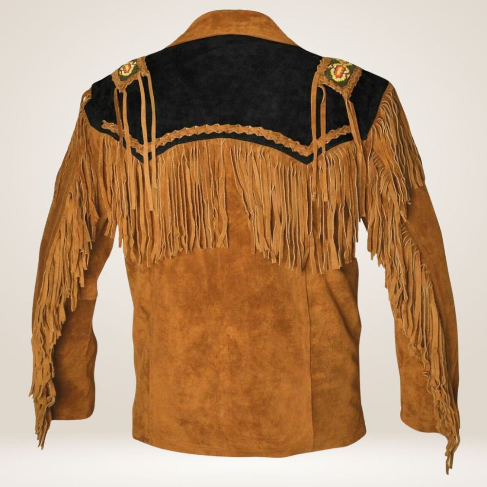 Men's Native American-Inspired Suede Fringe Jacket