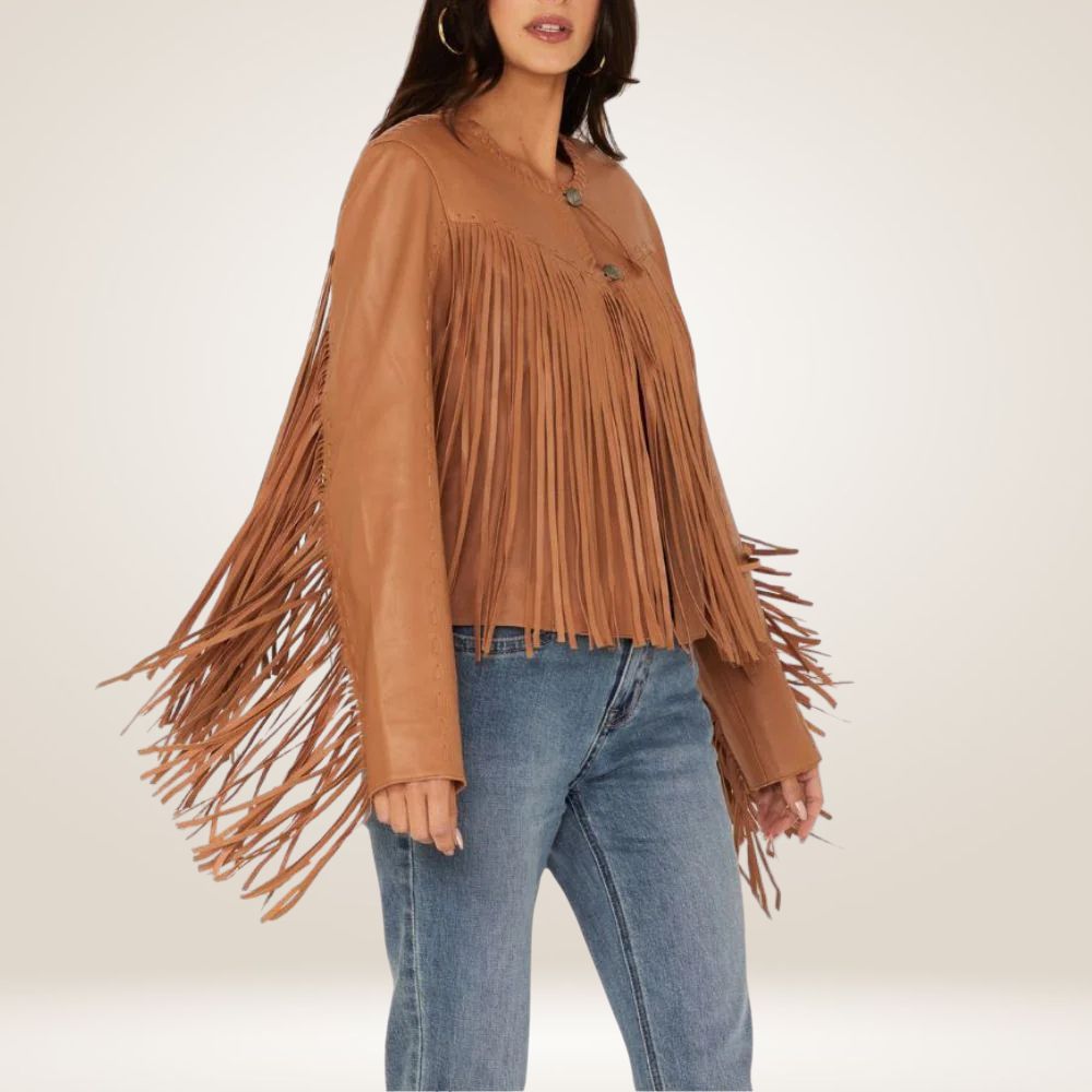 Alpine Western Suede Jacket for Women with Long Fringes