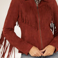 Traditional Women's Western Leather Jacket Rich Brown Close