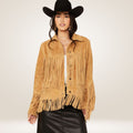 Women’s Suede Leather Western Fringe Jacket