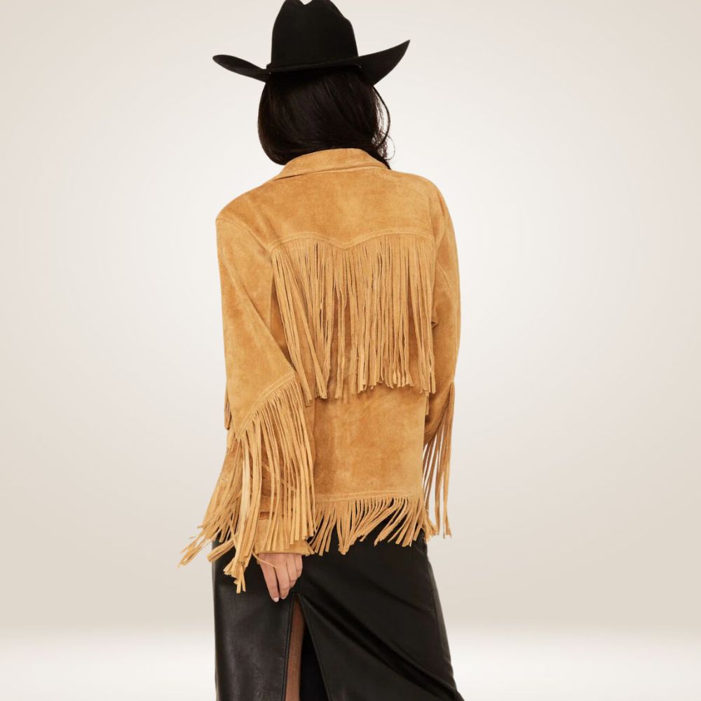 Women’s Suede Leather Western Fringe Jacket