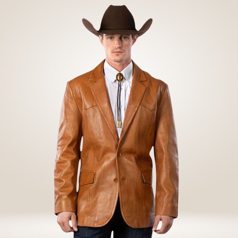 Tan Lambskin Leather Blazer