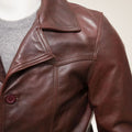 Distressed Brown Leather Coat Shoulder