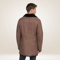 Shearling Leather Jacket with Luxurious Fur Collar Back