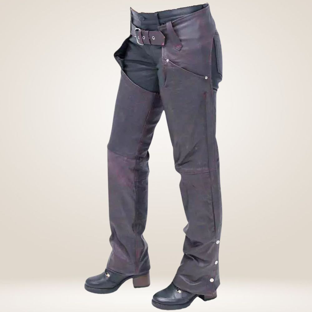 Purple Leather Motorcycle Chaps for Women