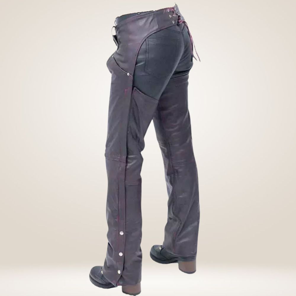 Purple Leather Motorcycle Chaps for Women