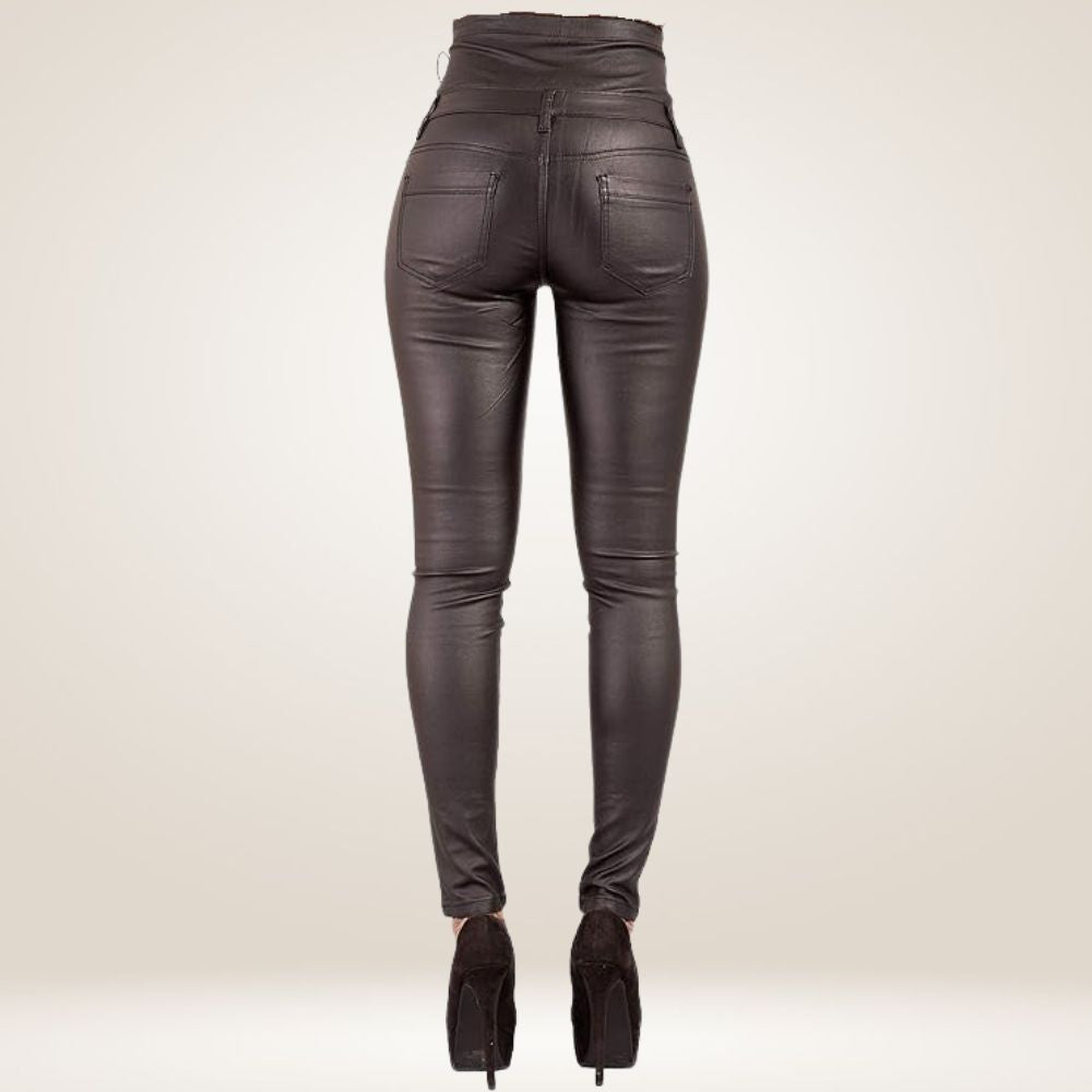 Lusty Chic Women’s High-Waisted Leather Look Trousers