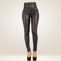 Lusty Chic Women’s High-Waisted Leather Look Trousers front