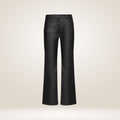 Women's Black Leather Flared Pants Front