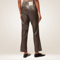 Women's Dark Brown Leather Pants Back