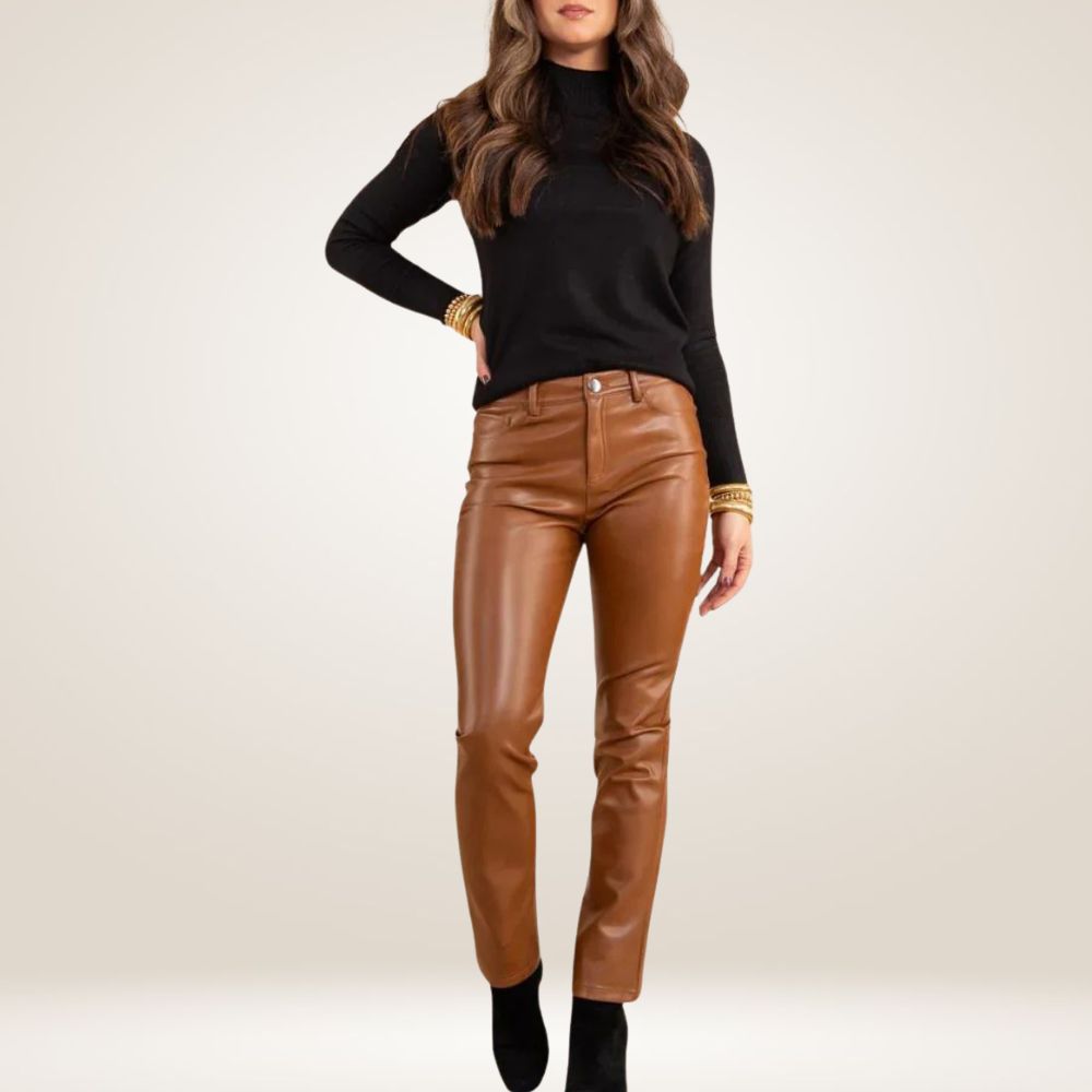 Women's Brown Leather Pants