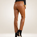 Women's Brown Leather Pants Side