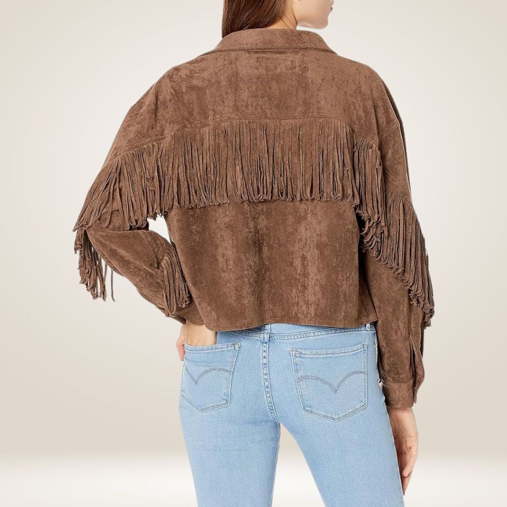 Suede Fringe Shirt Jacket for Women