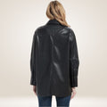 Women’s Oversized Black Leather Shirt Jacket Back