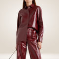 New Women's Buttery Soft Red Leather Shirt