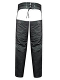 Men's Black Leather Assless Chaps Lace Up Back