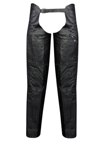 Men's Black Leather Assless Chaps Lace Up front