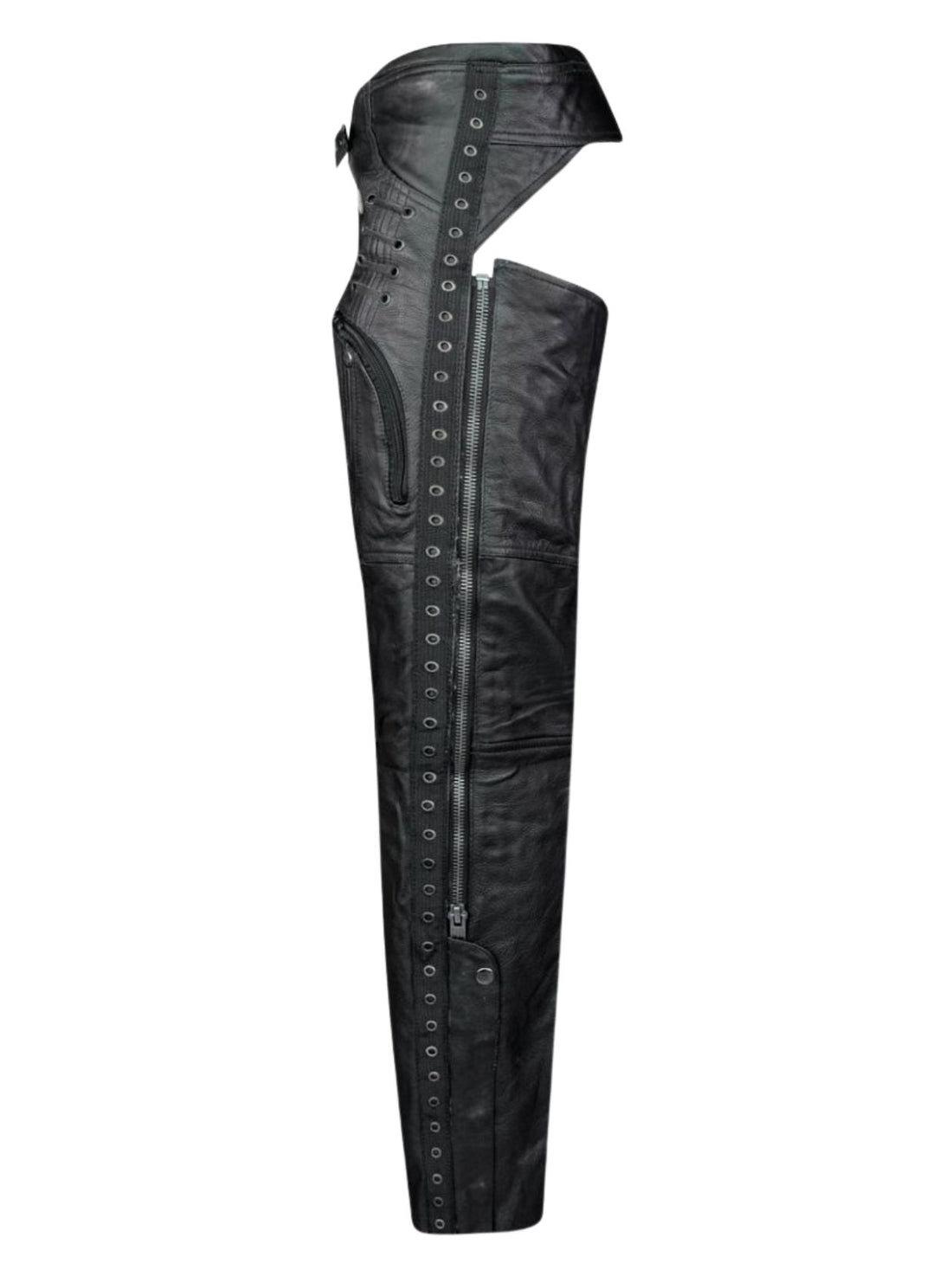 Men's Black Leather Assless Chaps Lace Up front