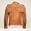 Men's Brown Suede Fringe Jacket back