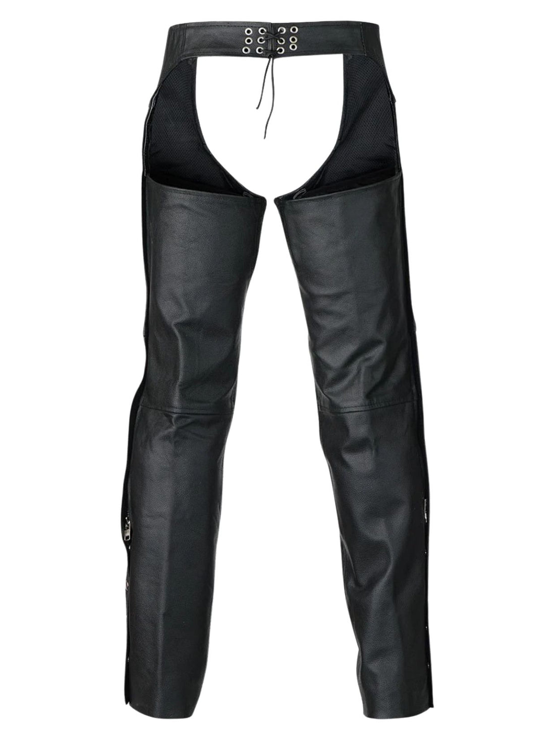 Mesh Lined Leather Chaps with Pocket Front