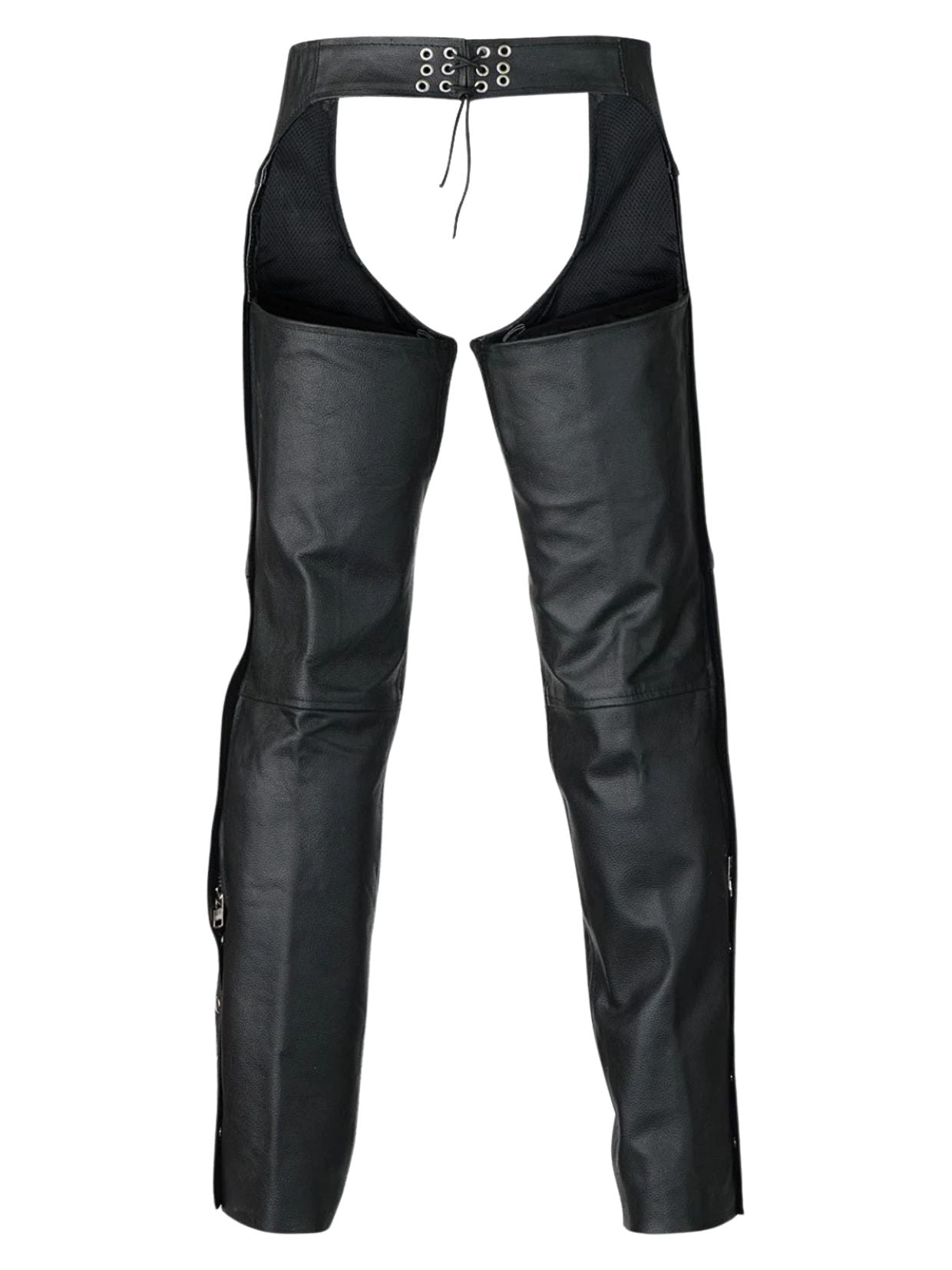 Mesh Lined Leather Chaps with Pocket Back