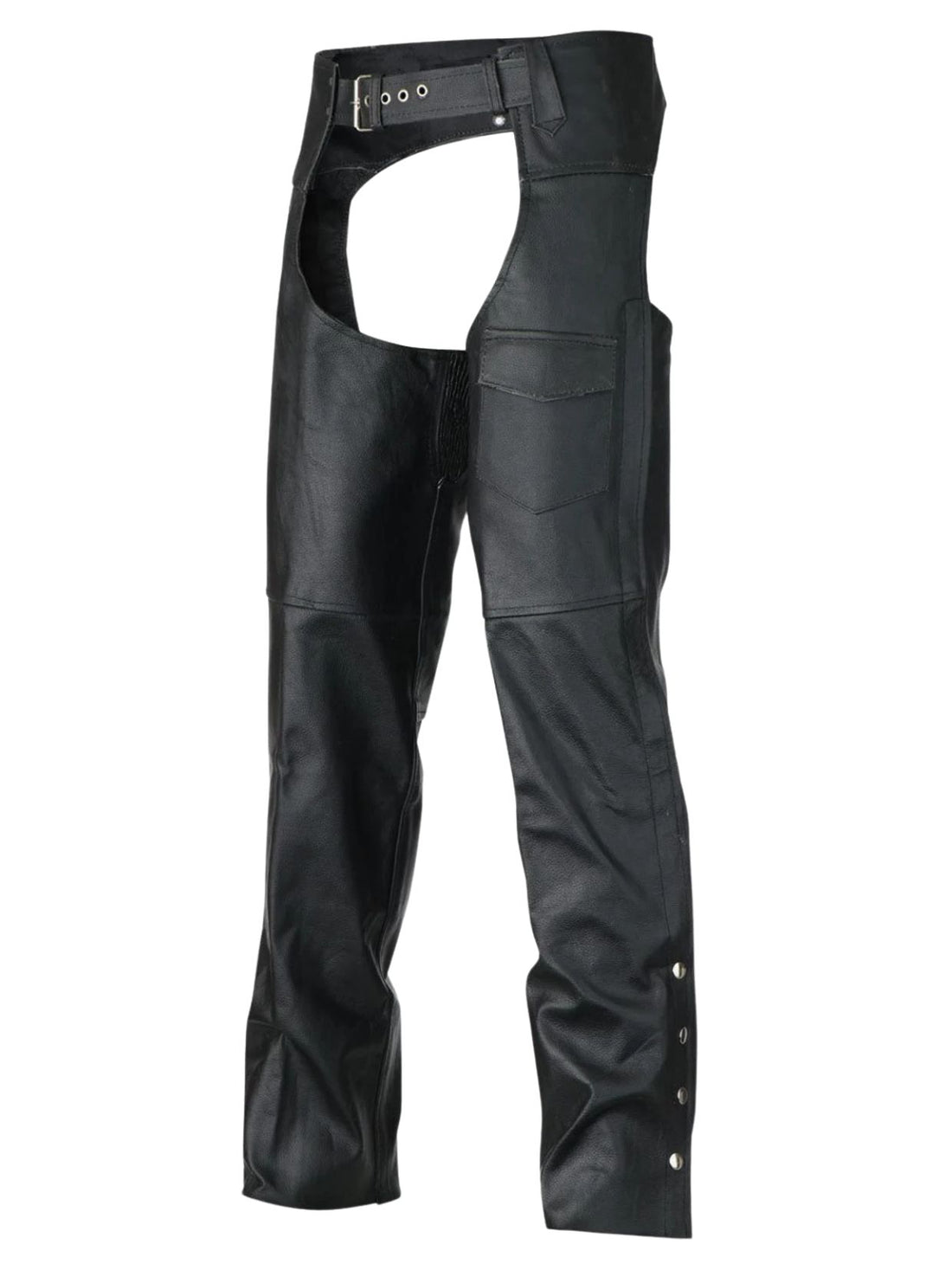Mesh Lined Leather Chaps with Pocket Front