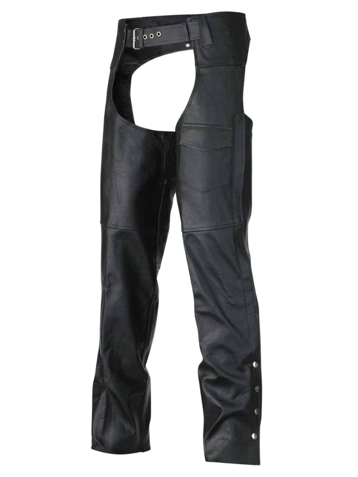Mesh Lined Leather Chaps with Pocket Front