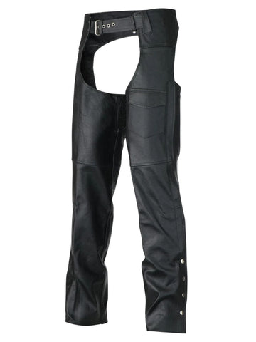 Mesh Lined Leather Chaps with Pocket Front