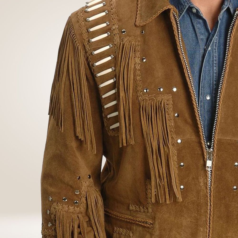 Leather Jacket with Fringe & Bead Detailing Other