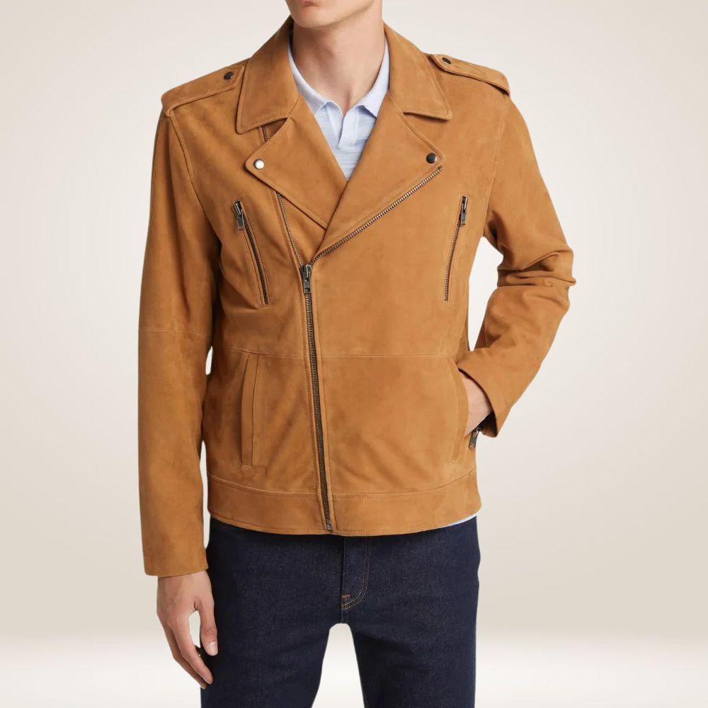 Vintage Tan Suede Moto Jacket