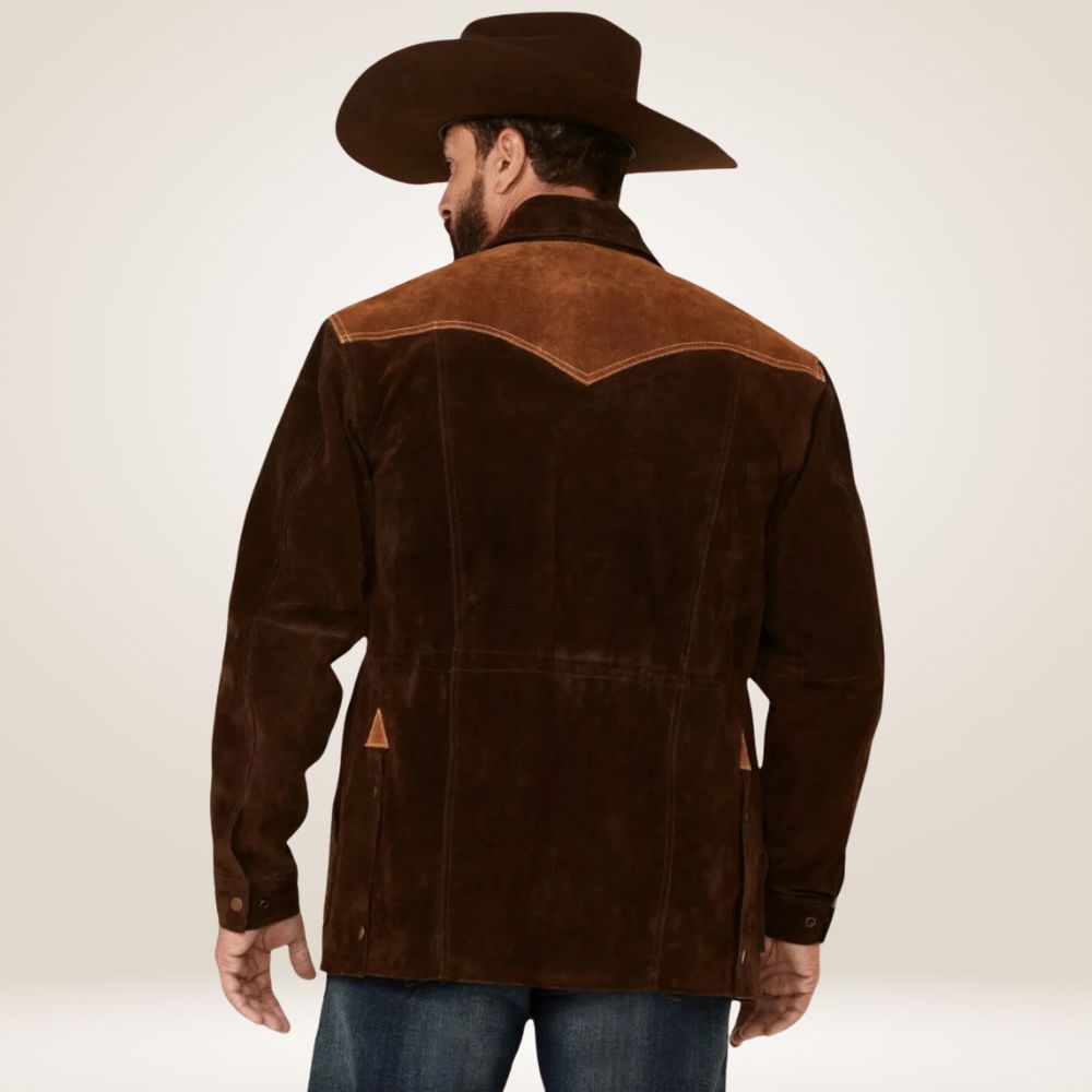 Men’s Chocolate Two-Tone Suede Leather Jacket