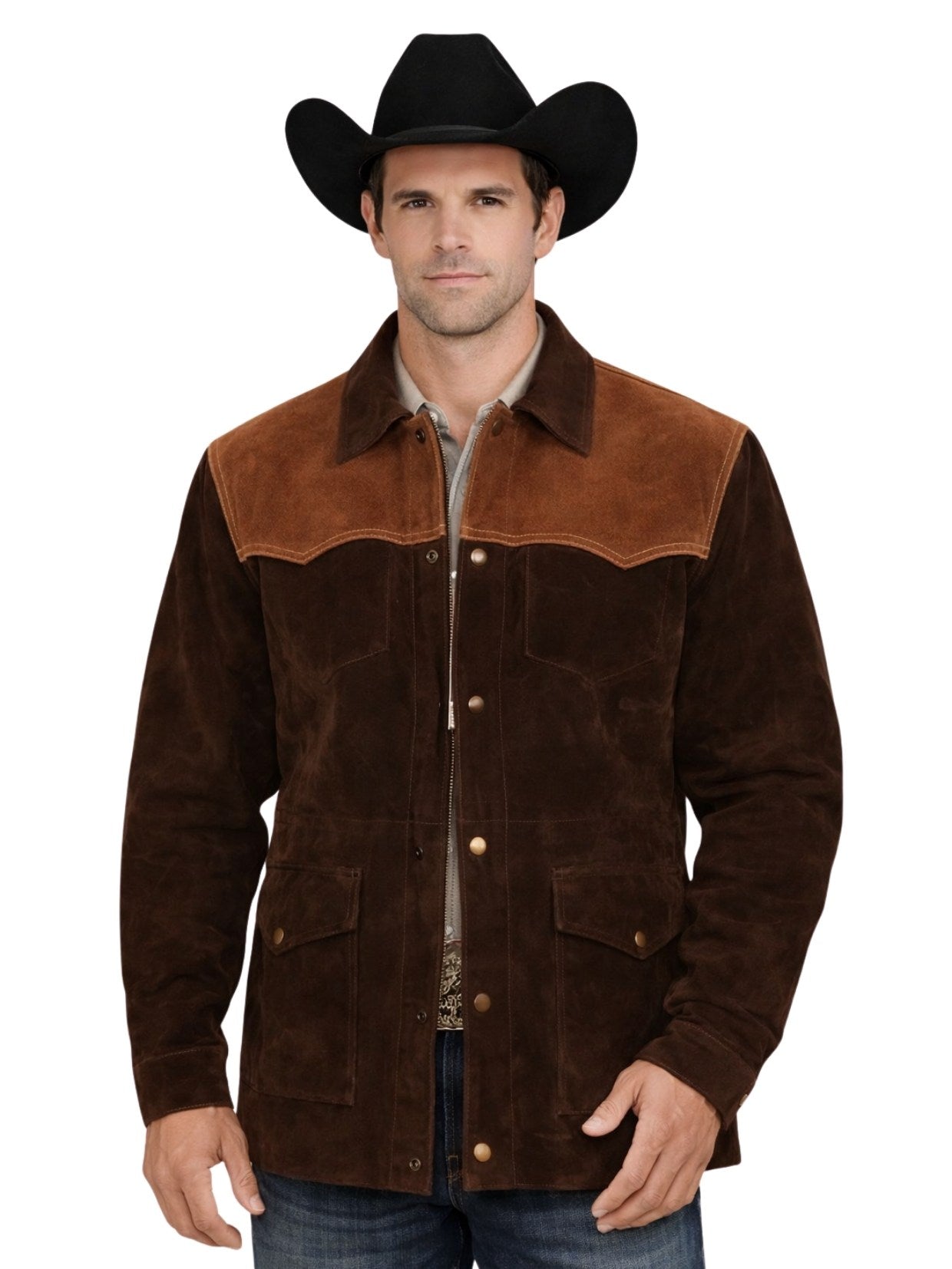 Two Tone Suede Trucker Jacket