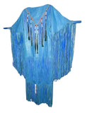 Blue fringe garment on a white background