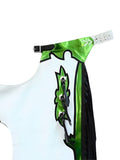 Wrestling belt with green, black, and white design on a white background