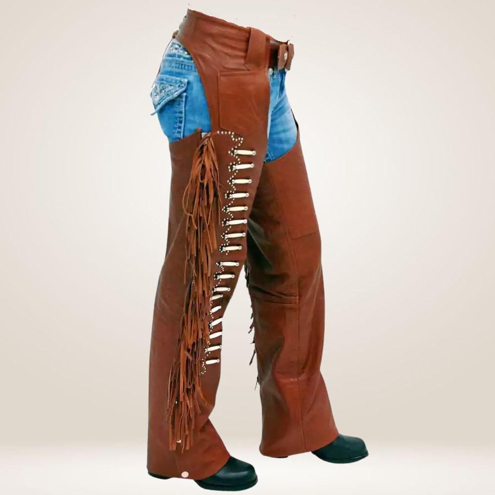 Men's Western Leather Fringe Chaps Other