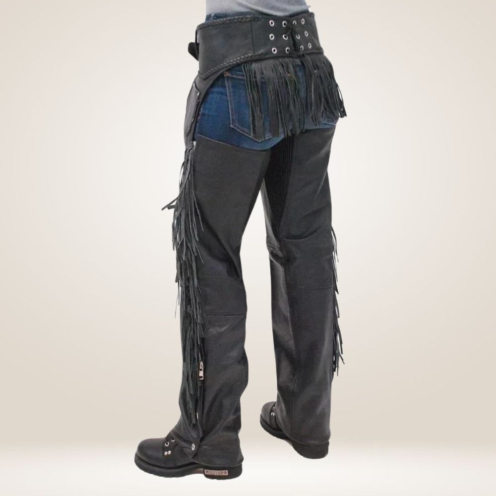 Men's Distressed Leather Fringe Chaps